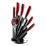 Jogo 5 Facas E Tesoura Suporte 8pçs Burgundy Berlinger Haus