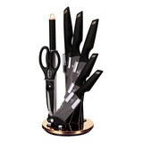 Jogo 5 Facas Tesoura Suporte 8pçs Black Rose Berlinger Haus