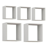 Jogo 5 Nichos 30x30x10 Mdf Branco Livros Infantil 30cm