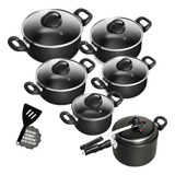 Jogo 5 Peças Antiaderente Redondas + Panela De Pressão 5 L