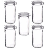 Jogo 5 Pote De Vidro Fido Italiano Bormioli Hermético 1500ml