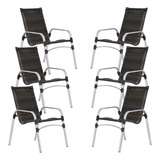 Jogo 6 Cadeiras Emily Em Alumínio Para Jardim E Piscina