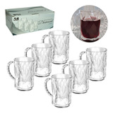 Jogo 6 Canecas Vidro Transparente Decorado 190ml Diamond Nenhum