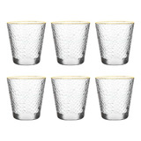 Jogo 6 Copos 300ml Com Borda Dourada Hauskraft Cor Transparente Com Borda