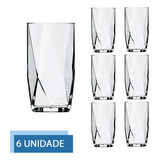 Jogo 6 Copos De Vidro Transparente 360ml Topazio Long Drink