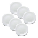 Jogo 6 Pratos De Sobremesa Branco De Vidro - Opaline 20cm Liso