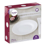 Jogo 6 Pratos Sobremesa Liso Raso Vidro Duralex Branco 19cm 
