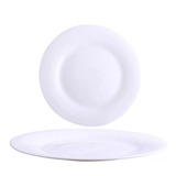 Jogo 6 Un. Prato Vidro Branco Raso Opaline Temperado 25cm