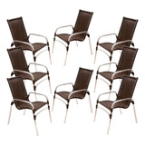 Jogo 8 Cadeiras Emily Em Alumínio Para Jardim E Piscina