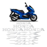 Jogo Adesivos Completo Moto Honda Dlx Pcx Emblemas Cromado