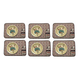 Jogo Americano Cozinha 6 Peças C/ Porta Talher Estampado 