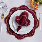 Jogo Americano Mesa Posta Com Guardanapo Kit 12 Cor Vermelho Escuro 6 Sousplats + 6 Guardanapo