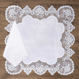 Jogo Americano Quadrado Com Guardanapo Branco Renda Rafimex