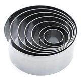 Jogo Aro Cortador Biscoito Redondo Massas 7 Peças Inox