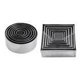 Jogo Aros Cortadores Redondo E Quadrado P/ Massas Bolos Inox