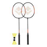 Jogo Badminton Vollo 2 Raquetes + 2 Petecas Nylon Mod. Novo