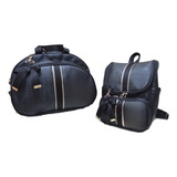 Jogo Bolsa E Mochila Maternidade Preto Dourado Bebe Menino