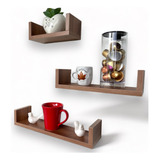 Jogo C/ 3 Prat. Em U 100% Mdf P/ Cozinha Decoração Nova