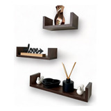 Jogo C/ 3 Prat. Suspensas 100% Mdf P/ Quarto Sala 
