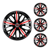 Jogo Calota Aro 14 Triton Sport Black Red Elitte Preto Fiat
