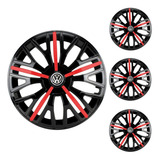Jogo Calota Aro 14 Triton Sport Black Red Elitte Volkswagen