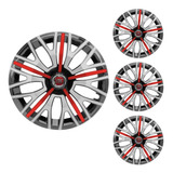 Jogo Calota Aro 14 Triton Sport Black Silver Red Elitte Fiat