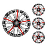 Jogo Calota Aro 14 Triton Sport Black Silver Red Peugeot