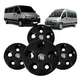 Jogo Calota Centro Roda Resinado Fiat Preto Ducato Aro 16