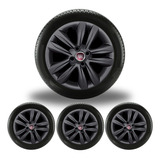 Jogo Calota Fiat Punto Siena Idea Strada Aro 15 Preto Fosca