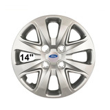 Jogo Calota Ford Ka Novo Fiesta Aro 14 + Emblema Adesivo