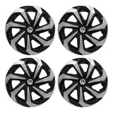 Jogo Calota Spider Black Silver Aro 14 Gol Voyage Parati