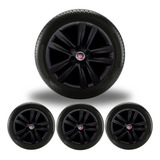 Jogo Calota Strada Punto Siena Idea Aro 15 Preto Brilhante