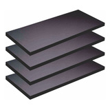 Jogo Com 04 Prateleiras Preta 40x25 Em Mdf Kit 04 De 40x25cm