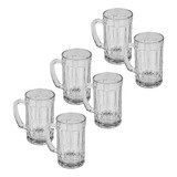 Jogo Com 06 Copos De Vidro Caneca De Chopp 400 Ml Com Alça