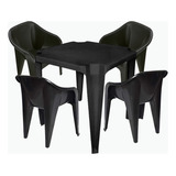Jogo Com 1 Mesa E 4 Cadeiras Poltronas Plastico Buffet 182kg