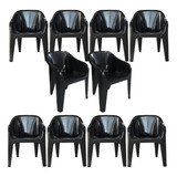 Jogo Com 10 Cadeiras Poltronas Plastico Buffet Suporta 182kg