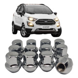 Jogo Com 16 Porcas Roda Cromadas Ecosport Original