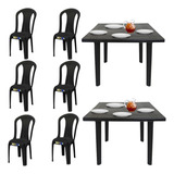 Jogo Com 2 Mesa Desmontável Quadrada E 6 Cadeiras Reforçada