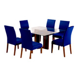 Jogo Com 4 Capas Para Cadeira Sala De Jantar Azul Royal Lisa