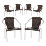Jogo Com 6 Cadeiras De Area Em Aluminio E Fibra Toquio