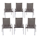 Jogo Com 6 Cadeiras De Piscina Em Aluminio E Fibra Colombia