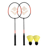 Jogo Completo Badminton 2 Raquetes 2 Petecas Nylon Vollo Kit
