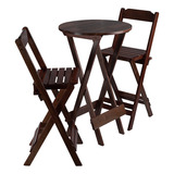 Jogo Conjunto Mesa Dobrável 60x60 C/2 Cadeiras Madeira Pinus