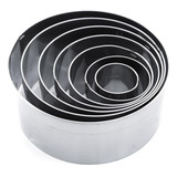 Jogo Cortador Redondo Liso 7pçs Inox Para Massas E Biscoitos