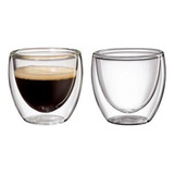 Jogo De 2 Copos Parede Dupla Em Vidro Borossilicato 90ml