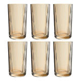 Jogo De 6 Copos Altos 420ml Graffiato Âmbar Hauskraft