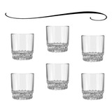 Jogo De 6 Copos Baixos Para Whisky Luxo Caipirinha Drinks Cor Transparente