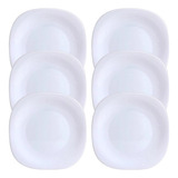 Jogo De 6 Pratos Raso 27cm Quadrado Opal Branco