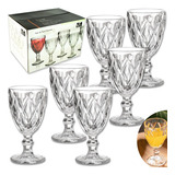 Jogo De 6 Taças 300ml Para Água Vinho Diamond Clear Cor Transparente