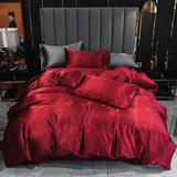 Jogo De Cama Casal King Cetim Toque Fino De Seda 7 Pçs 